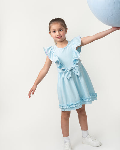 Caramelo Girls Blue Ruffle Dress