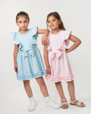 Caramelo Girls Blue Ruffle Dress