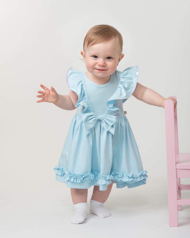 Caramelo Girls Blue Ruffle Dress