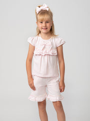 Caramelo Junior Girl Pink Frill Short Set With Bow