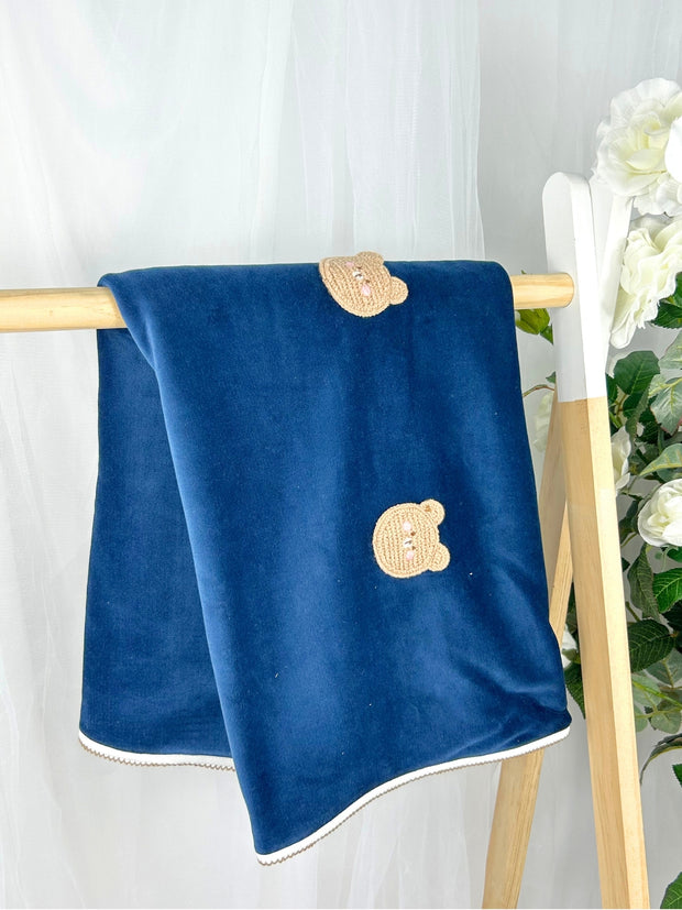 Deolinda Navy Teddy Bear Blanket