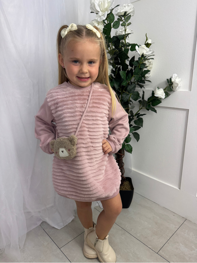 Mayoral Toddler Girl Pink Fur Dress & Bag (12M-4Y)