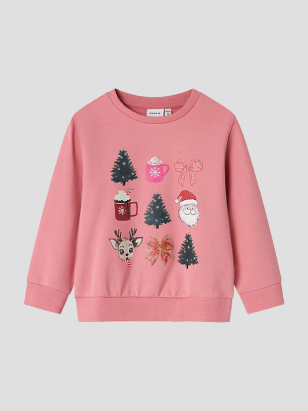 Name It Girls Pink Christmas Sweatshirt (9M- 5Y)