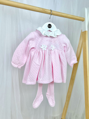 Tutto Piccolo Baby Girl Quilted Dress With Flower Detail