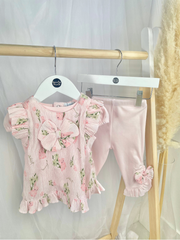 Mintini Baby Girl Pink Floral Legging Set