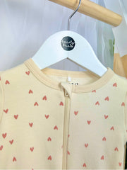 Name It Baby Girl Cream Zip Loveheart Babygrow
