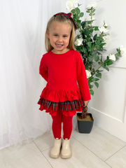 Girls 'Darcy' Tartan Bow Legging Set (18M - 8Y) - Red