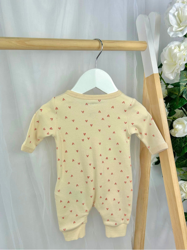 Name It Baby Girl Cream Zip Loveheart Babygrow