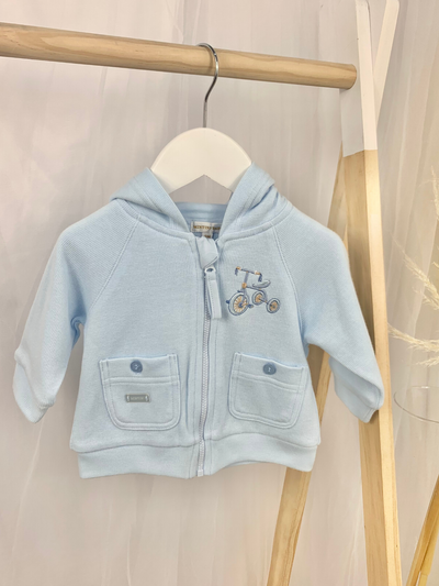 Baby Boy White & Blue Bike Soft Jacket