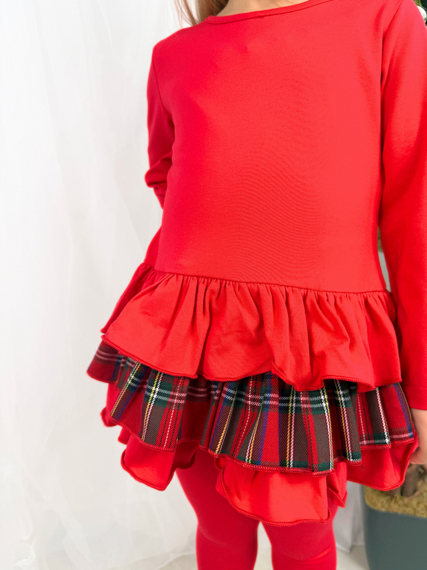 Girls 'Darcy' Tartan Bow Legging Set (18M - 8Y) - Red