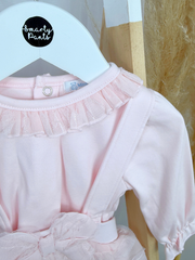 Mintini Baby Girl Pink Frill Dungaree Romper (3M - 2Y)