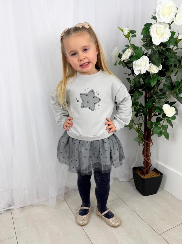 Mayoral Toddler Girl Grey Star Jumper Dress (12M-4Y)