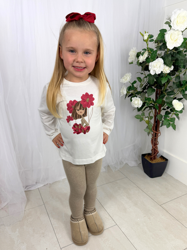 Mayoral Junior Girl Red Floral Double Legging Set (3Y-8Y)