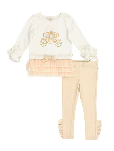 Caramelo Kids Beige Toddler Pearl Carriage Legging Set