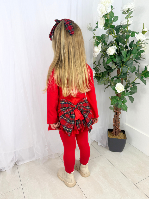 Girls 'Darcy' Tartan Bow Legging Set (18M - 8Y) - Red
