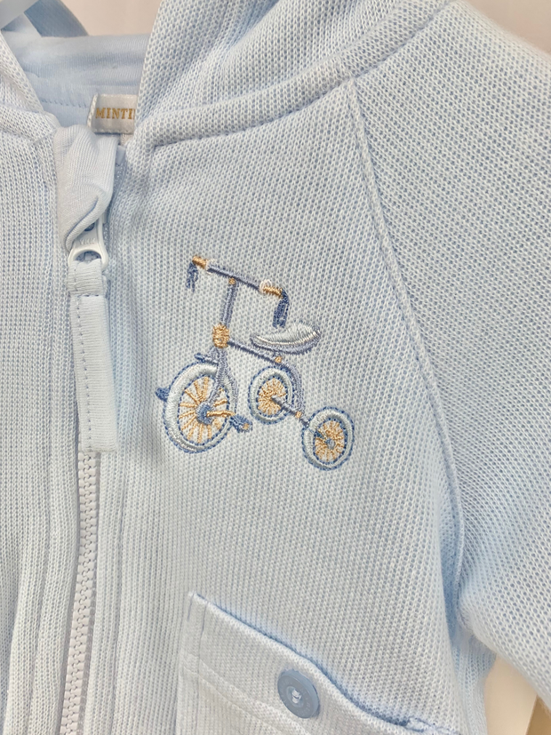 Baby Boy White & Blue Bike Soft Jacket