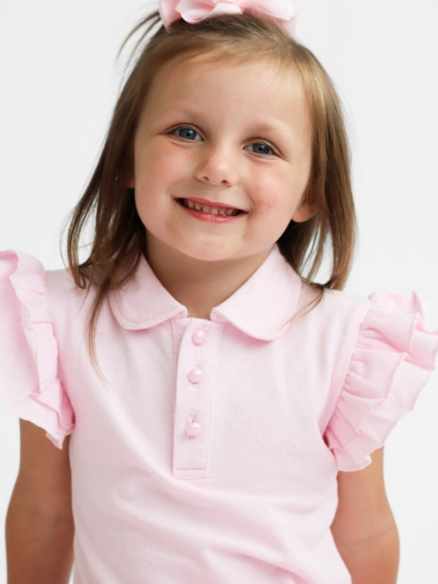 Girls 'Sian' Polo Dress - Light Pink