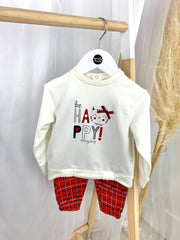 Girls 'Be Happy Everyday' White & Red Legging Set