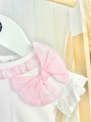 Mintini Baby Girl Pink Bow Short Set