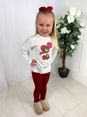 Mayoral Junior Girl Red Floral Double Legging Set (3Y-8Y)