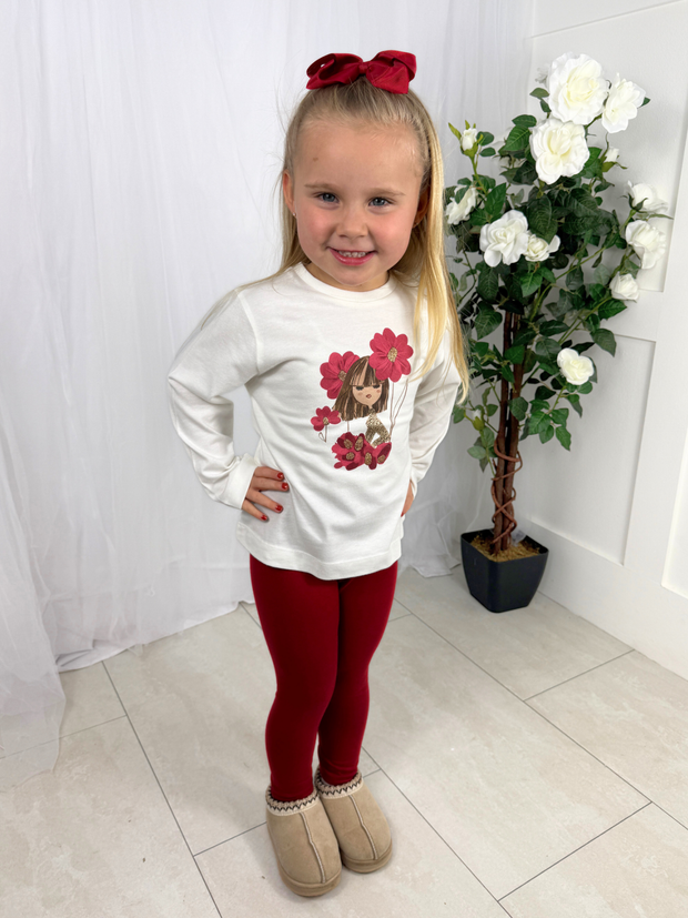 Mayoral Junior Girl Red Floral Double Legging Set (3Y-8Y)