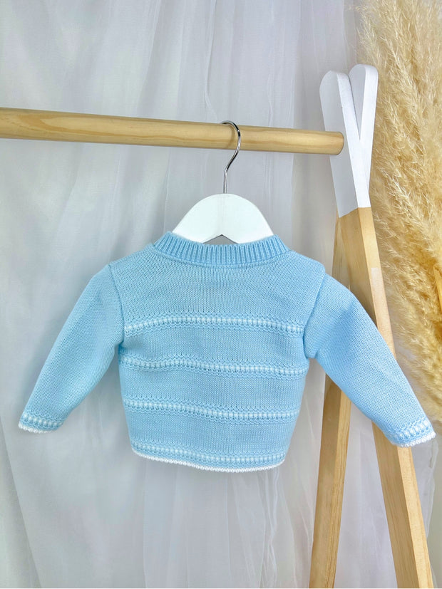 Baby Boy 'Thomas' Blue Knitted Cardigan