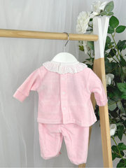Pex Baby Girls Pink Smocked Bow Outfit Set (NB-9M)