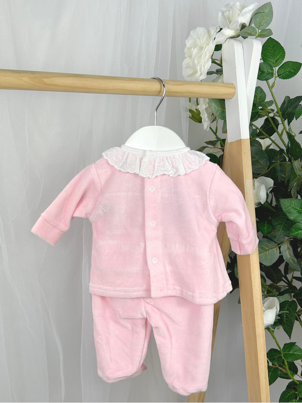 Pex Baby Girls Pink Smocked Bow Outfit Set (NB-9M)