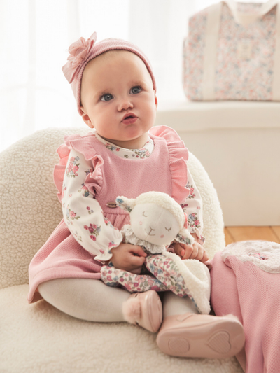 Mayoral Baby Girl Pink Floral Pinafore Outfit Set