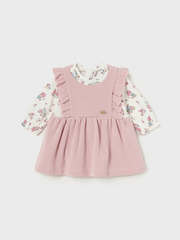 Mayoral Baby Girl Pink Floral Pinafore Outfit Set