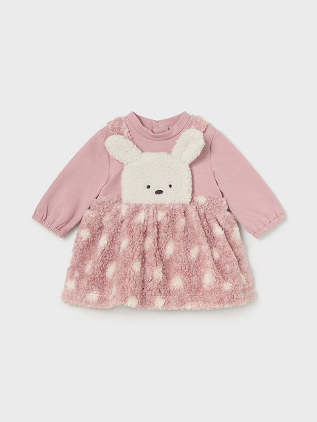 Mayoral Baby Girl Fleece Bunny Dungaree Dress - 2 Colours