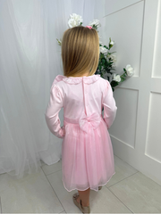 Mintini Girls Pink Bow Frill Dress (3M - 5Y)