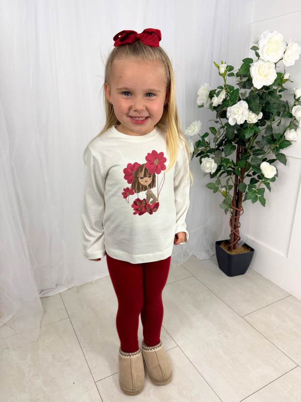 Mayoral Junior Girl Red Floral Double Legging Set (3Y-8Y)