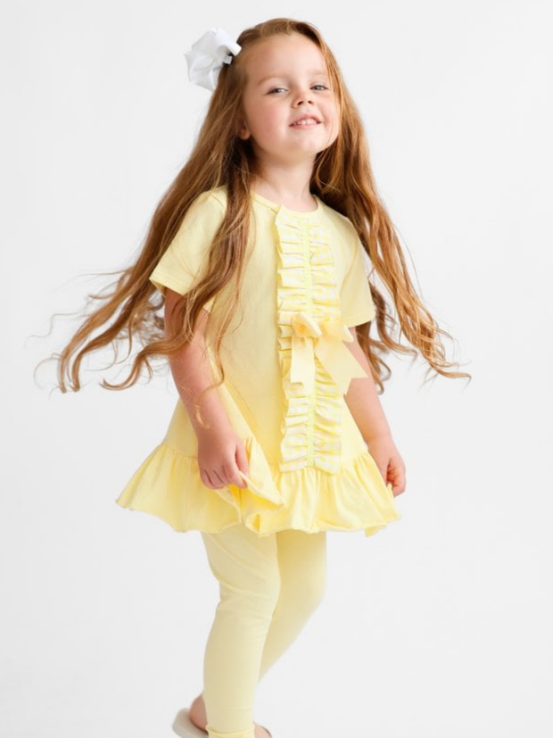 Girls 'Larosa' 3-Piece Frilly Outfit Set  - Lemon