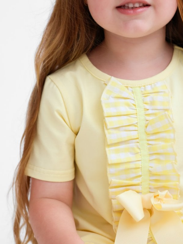 Girls 'Larosa' 3-Piece Frilly Outfit Set  - Lemon