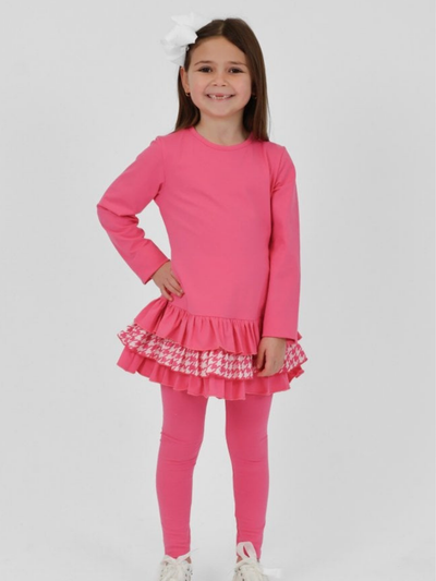 Girls 'Fran' Frill Hem Legging Set (18M - 8Y) - Hot Pink