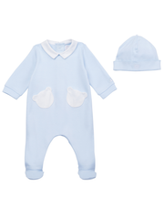 Emile et Rose Blue Henry Babygrow with Hat