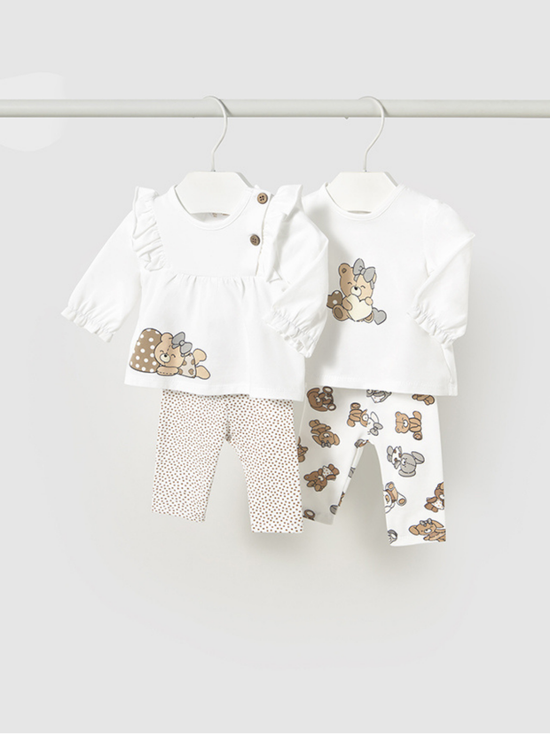 Mayoral Baby Girl 2 Pack Teddy Legging Set - White