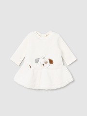 Mayoral Baby Girl Cream Faux Fur Dress & Headband - 2 Colours