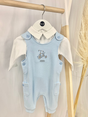 Baby Boy White & Blue Dungaree