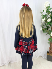 Girls 'Darcy' Tartan Bow Legging Set (18M - 8Y) - Navy