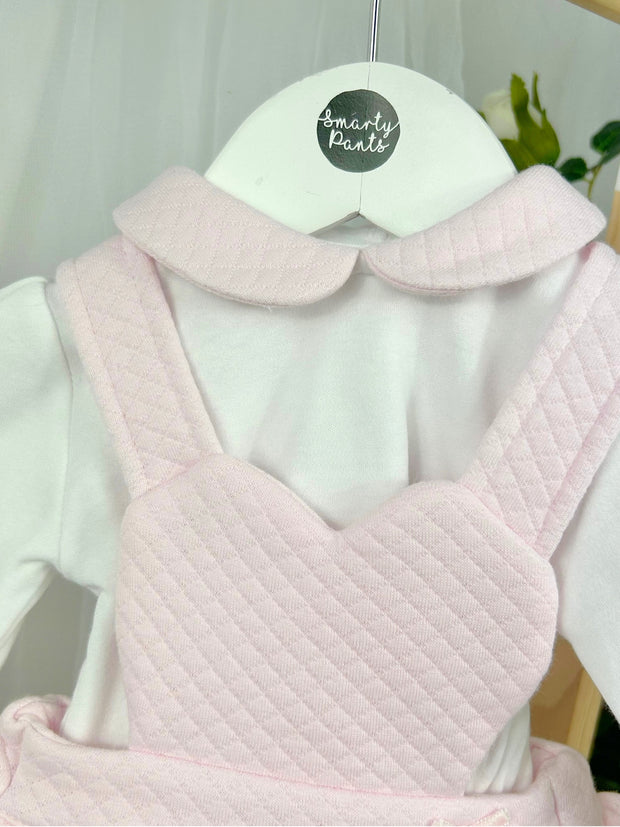 Deolinda Girls Pink Heart Dungaree Set (3M-2Y)