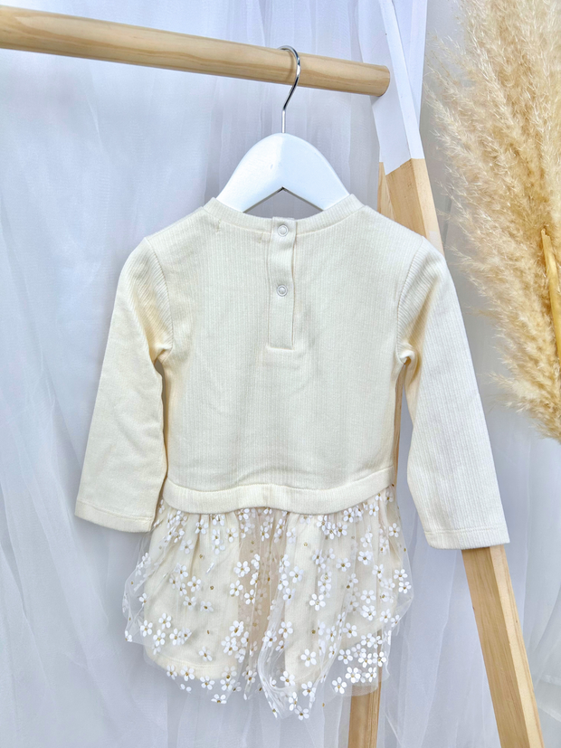 EMC Girls Cream Dress With Daisy Tulle