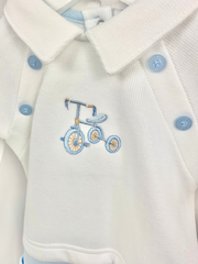 Baby Boy White & Blue Romper