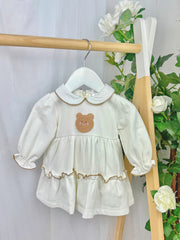 Deolinda Girl 'Teddy' Off White Dress (3M-4Y)