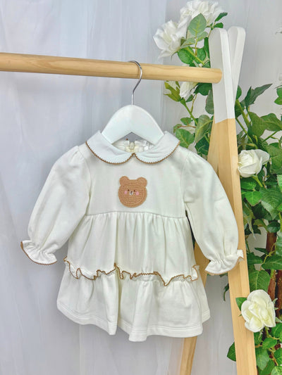 Deolinda Girl 'Teddy' Off White Dress (3M-4Y)