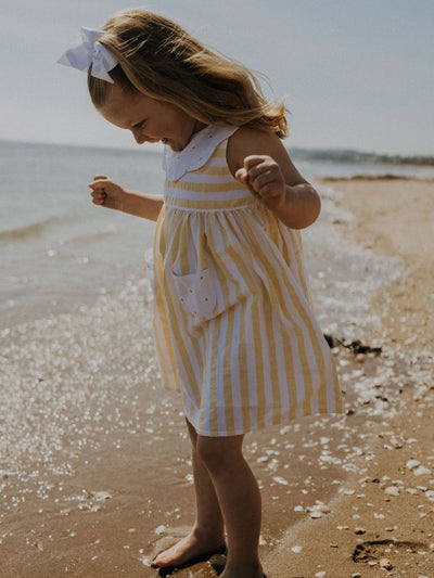 Deolinda 'Sunny' Yellow Striped Pockets Dress