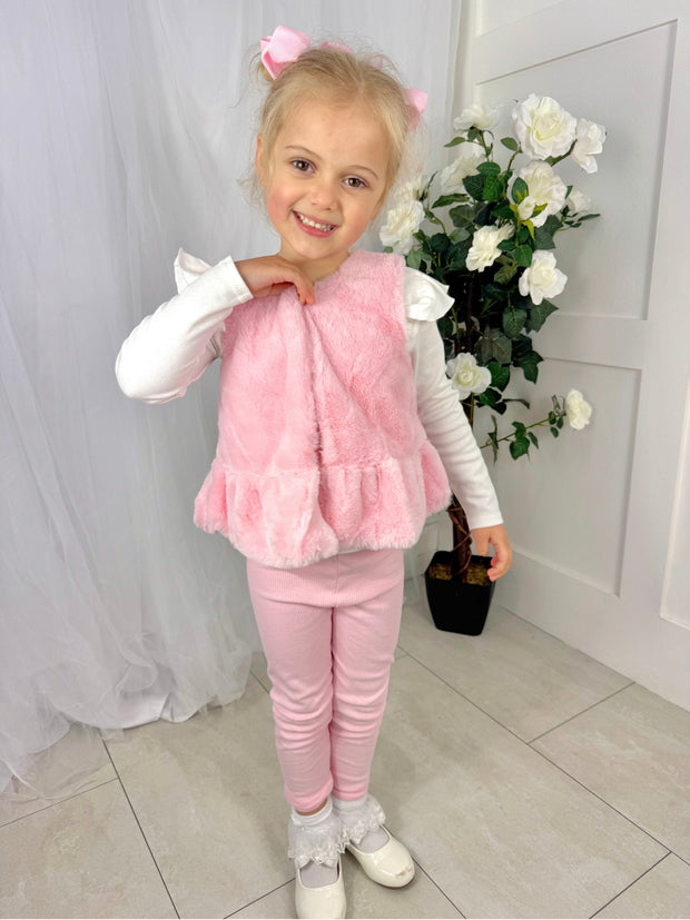 Girls 'Little Beauty' 3 Piece Gilet Outfit Set (12M-5Y)