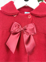 Baby Girls Red Knitted Coat & Hat Set (3M - 3Y)