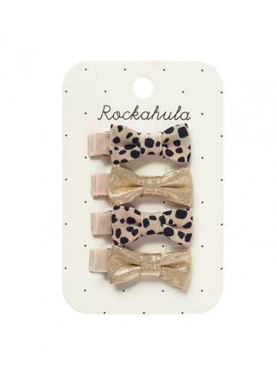 Leopard Beige Mini Bow Clips